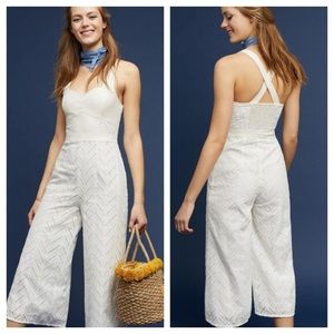Anthropologie White Eyelet Jumpsuit